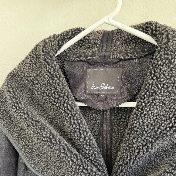 Sam Edelman Charcoal hooded Teddy Jacket - Picture 2 of 13